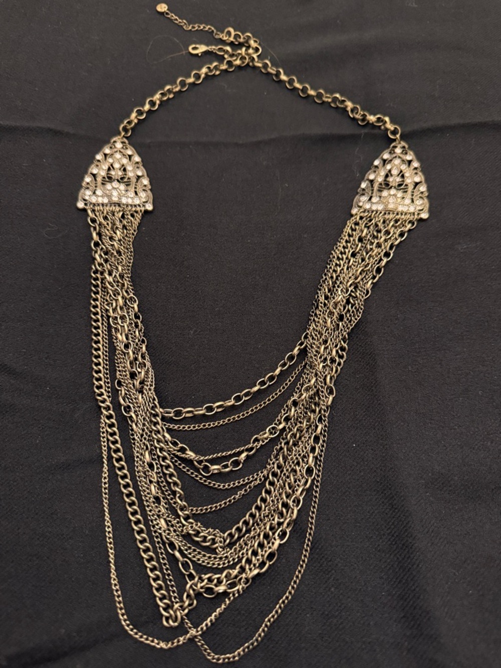Multi-Chain Statement Necklace in Antique Gold - Women's Jewelry